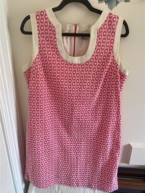 Merona Pink Patterned Sleeveless Shift Dress with Cream Trim